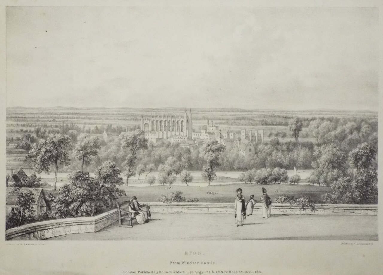 Lithograph - Eton. From Windsor Castle. - Westall